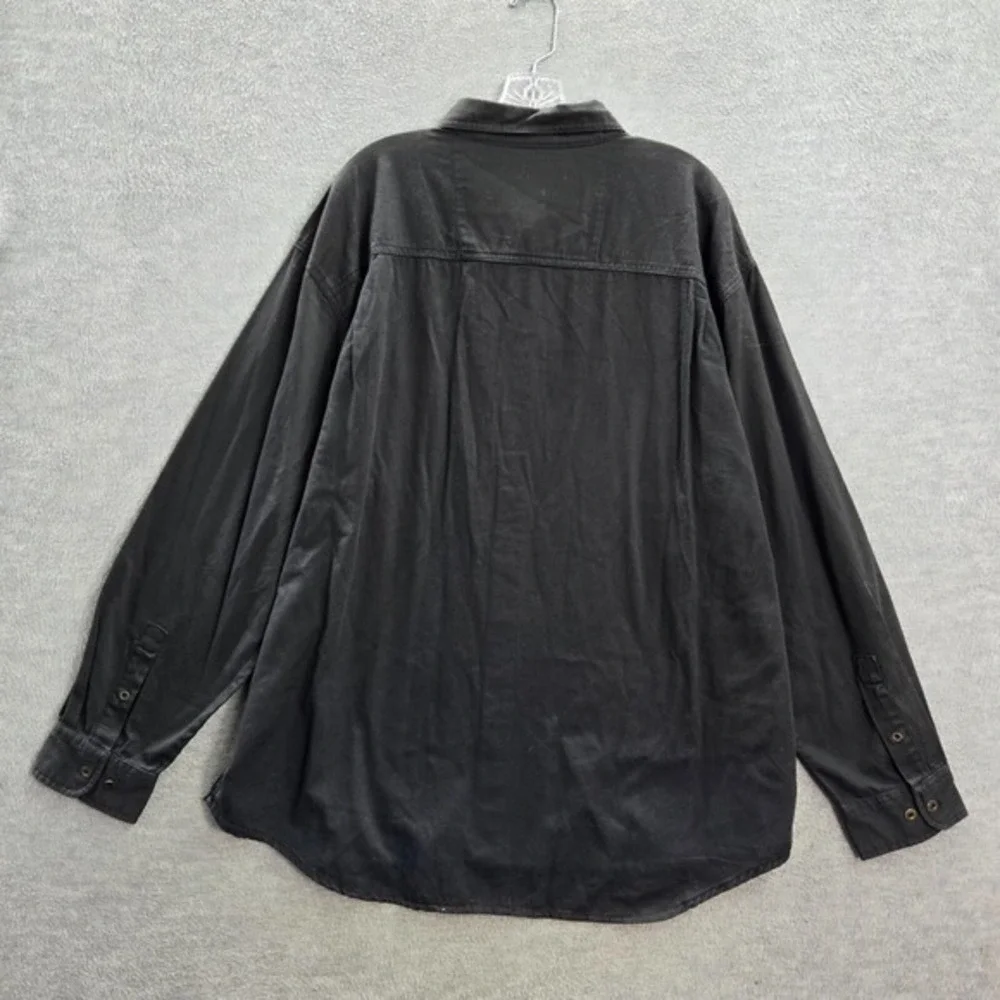 VINTAGE Wrangler Hero Men Button Up Shirt‎ XL Black Pockets Long Sleeve Collar